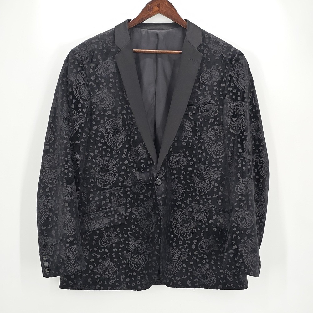 Suslo Couture Men 3XL Black Dinner Party Prom Formal Velvet Blazer